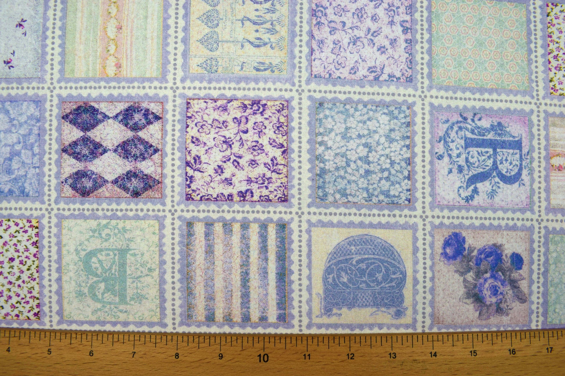 Patchwork block fabric, fabric squares, pastel quilting fabric, Price by the Half Metre The Quilt Sanctuary