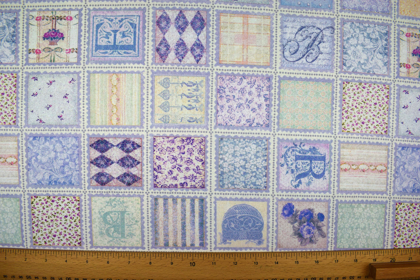 Patchwork block fabric, fabric squares, pastel quilting fabric, Price by the Half Metre The Quilt Sanctuary