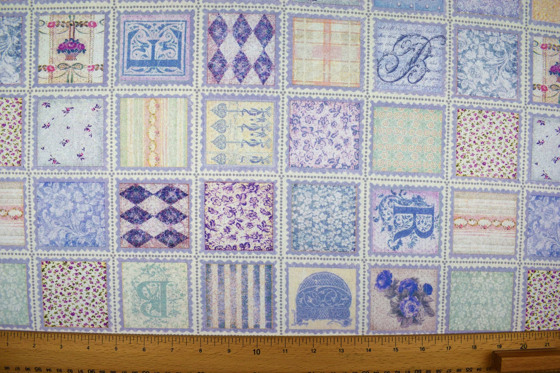 Patchwork block fabric, fabric squares, pastel quilting fabric, Price by the Half Metre The Quilt Sanctuary