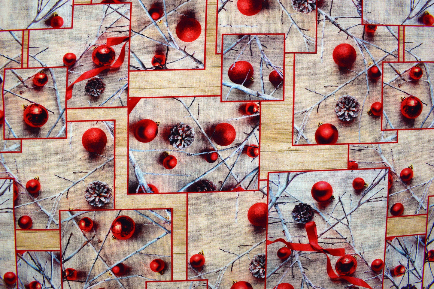 christmas bauble fabric, quilting fabric, cotton fabric, traditional christmas fabric Price by the Half Metre The Quilt Sanctuary
