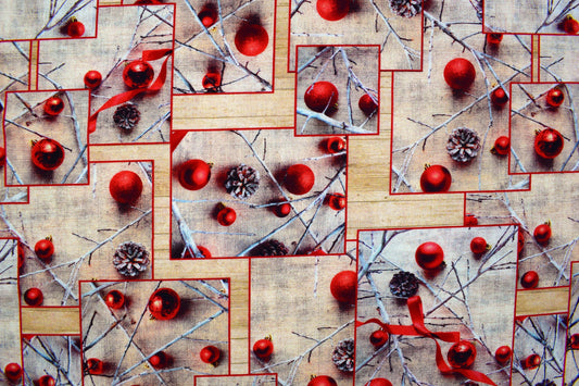 christmas bauble fabric, quilting fabric, cotton fabric, traditional christmas fabric Price by the Half Metre The Quilt Sanctuary