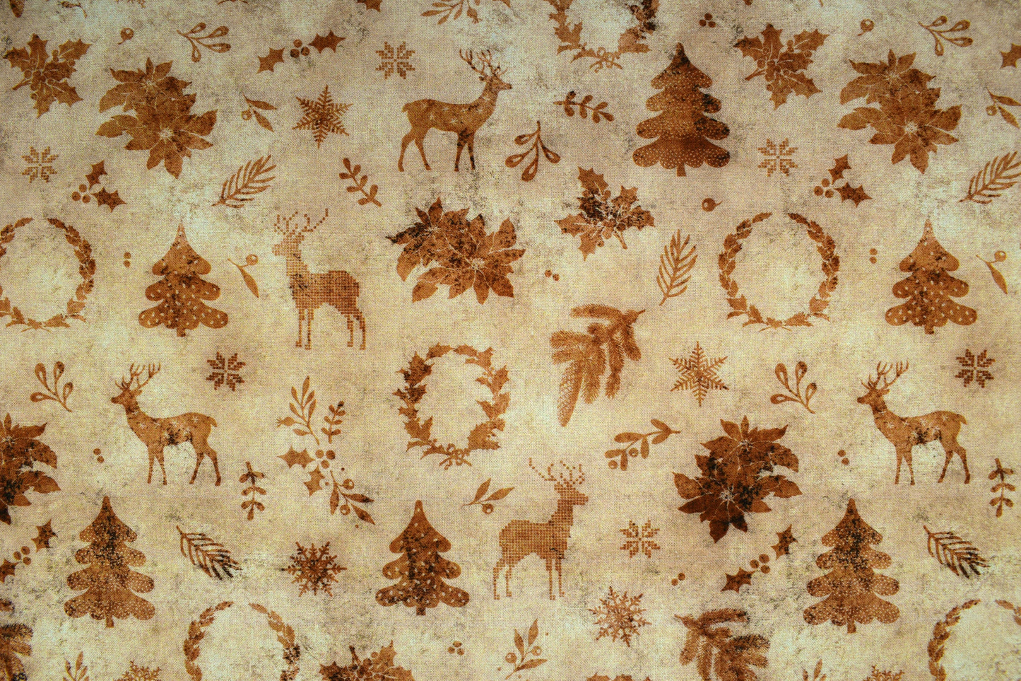 Sepia Christmas fabric, Reindeer fabric, quilting fabric, cotton fabric, Price by the Half Metre The Quilt Sanctuary