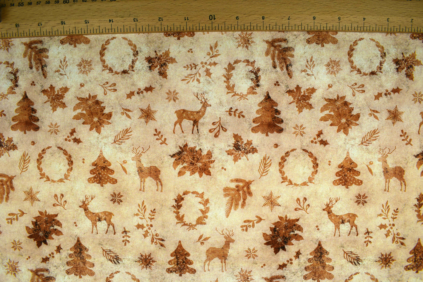 Sepia Christmas fabric, Reindeer fabric, quilting fabric, cotton fabric, Price by the Half Metre The Quilt Sanctuary