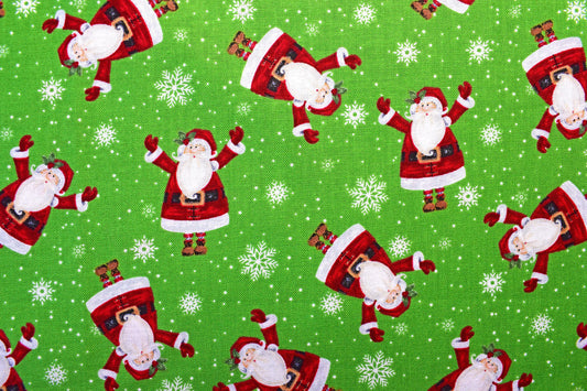 Santa Claus fabric, Quilting fabric, Double decker Xmas Karen tye bentley - Price by the Half Metre The Quilt Sanctuary