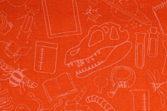 Orange scientific Quilting Fabric, Natural History Museum, cotton fabric - Price by the Half Metre The Quilt Sanctuary