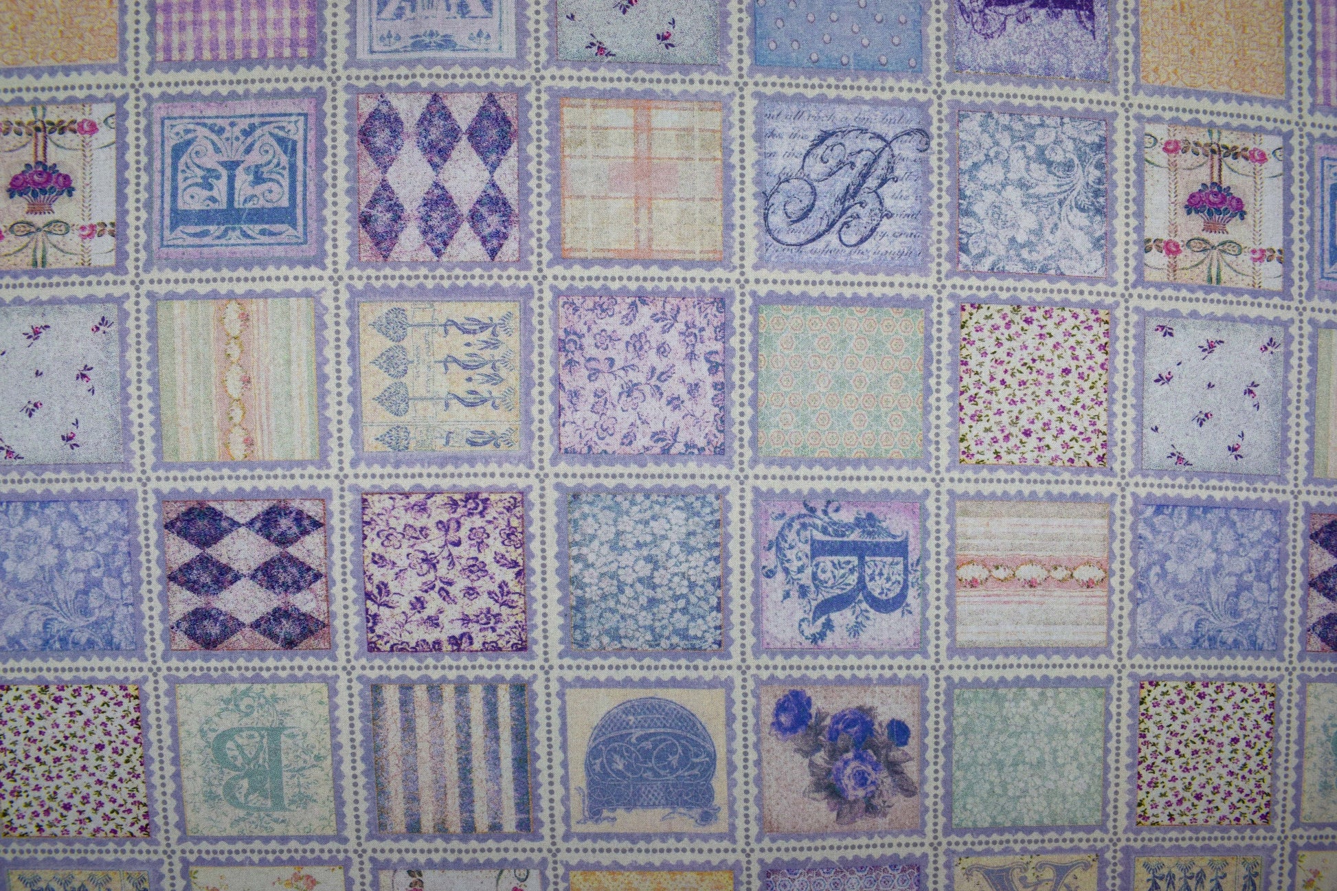 Patchwork block fabric, fabric squares, pastel quilting fabric, Price by the Half Metre The Quilt Sanctuary