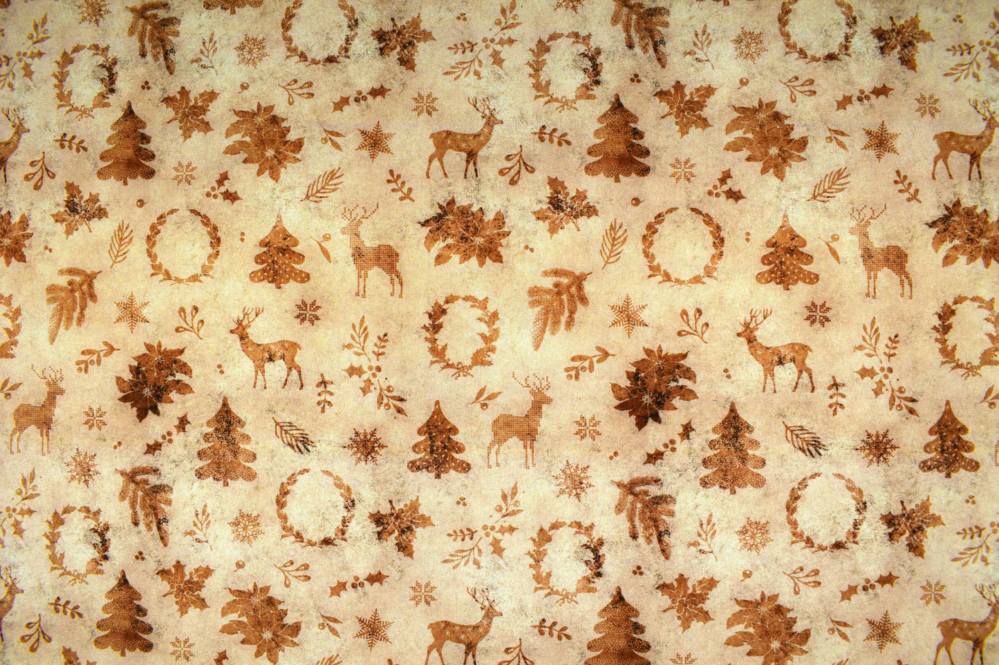 Sepia Christmas fabric, Reindeer fabric, quilting fabric, cotton fabric, Price by the Half Metre The Quilt Sanctuary