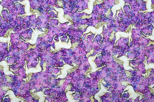 Small pink Unicorn fabric, Quilting fabric, cotton fabric, quilting treasures, Mystical, Price by the Half Metre The Quilt Sanctuary