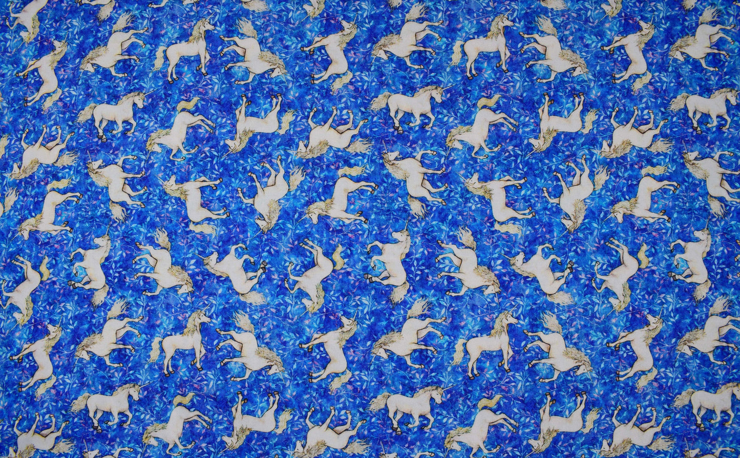 Small blue Unicorn fabric, Quilting fabric, cotton fabric, quilting treasures, Mystical, Price by the Half Metre The Quilt Sanctuary