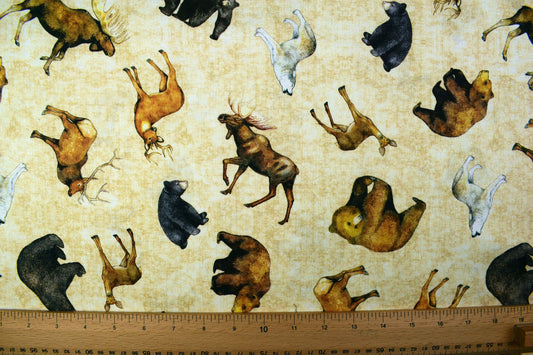 Grizzly bear fabric, Quilting fabric, cotton fabric, timberland trails - Price by the Half Metre The Quilt Sanctuary
