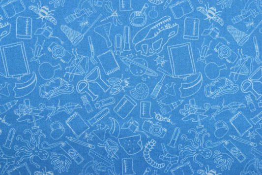 Blue scientific Quilting Fabric, Natural History Museum, cotton fabric - Price by the Half Metre The Quilt Sanctuary