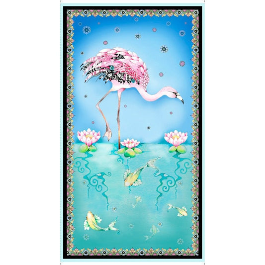 Flamingo fabric panel, Quilting panel, cotton fabric, quilting treasures, quilt panel The Quilt Sanctuary