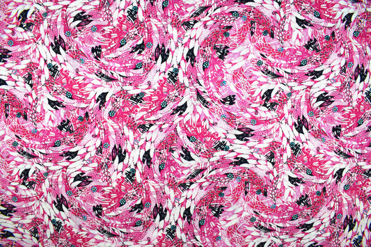 Pink feather fabric, Quilting fabric, cotton fabric, quilting treasures, Fancy Flamingo, Price by the Half Metre The Quilt Sanctuary
