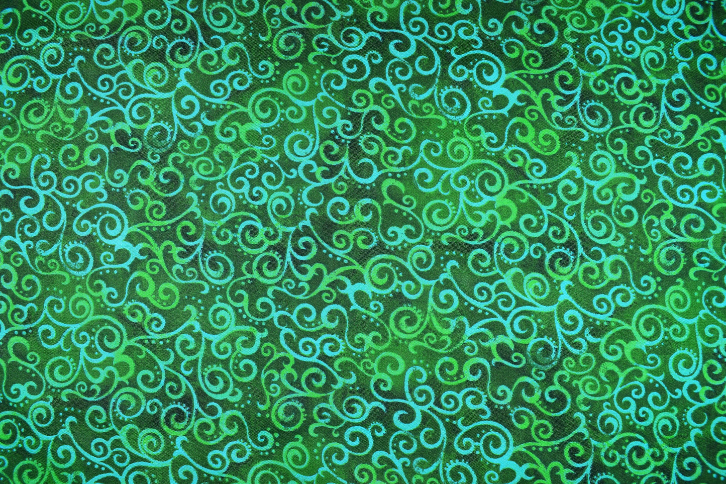 Tonal green Extra wide quilt backing fabric, cotton quilting fabric, Ombre Scrolls, price per half metre The Quilt Sanctuary