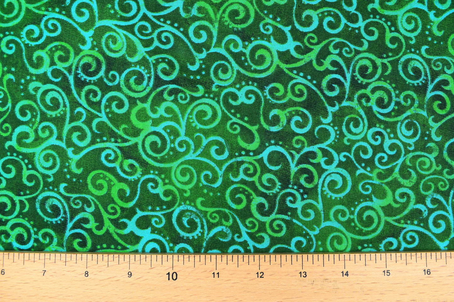 Tonal green Extra wide quilt backing fabric, cotton quilting fabric, Ombre Scrolls, price per half metre The Quilt Sanctuary