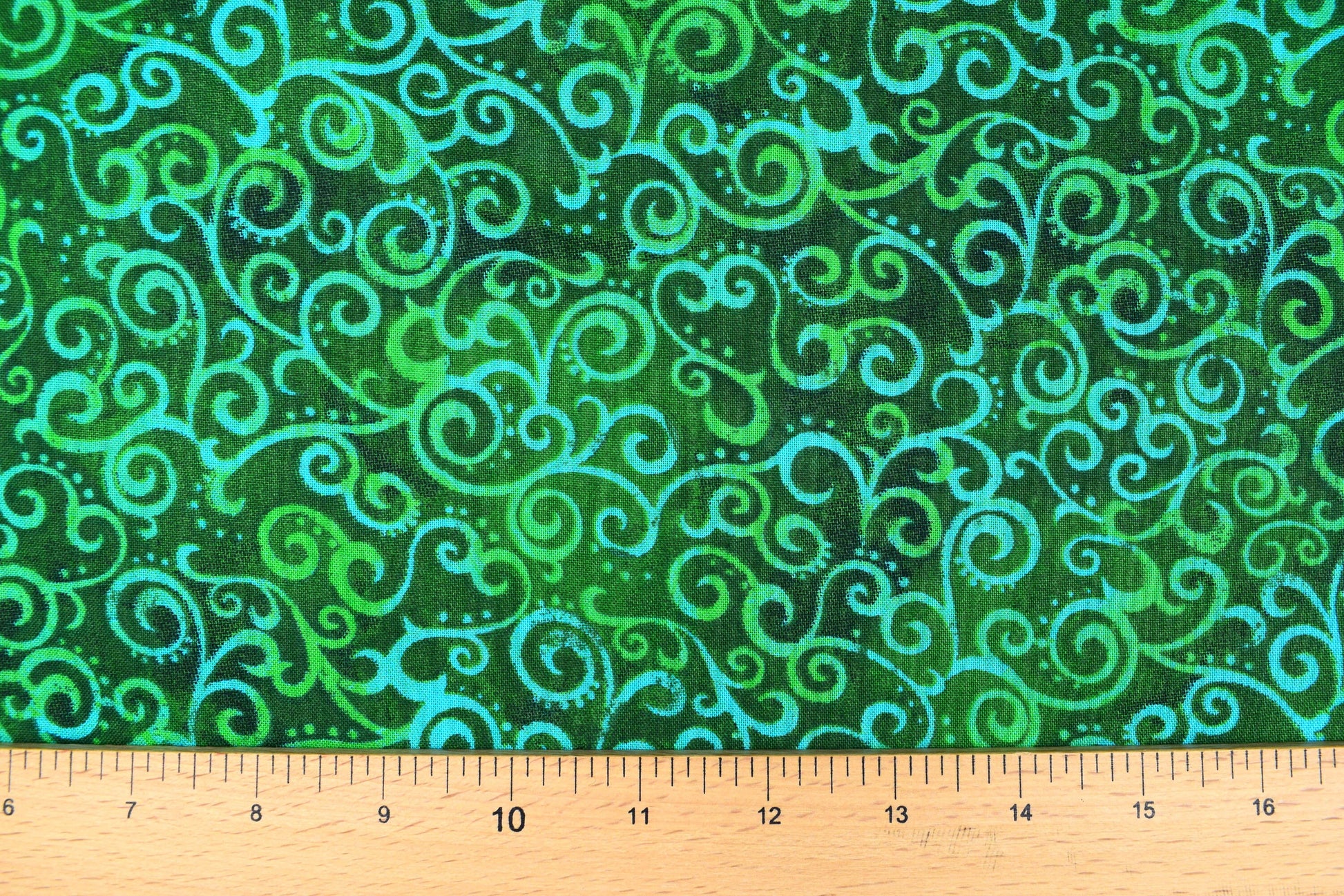 Tonal green Extra wide quilt backing fabric, cotton quilting fabric, Ombre Scrolls, price per half metre The Quilt Sanctuary