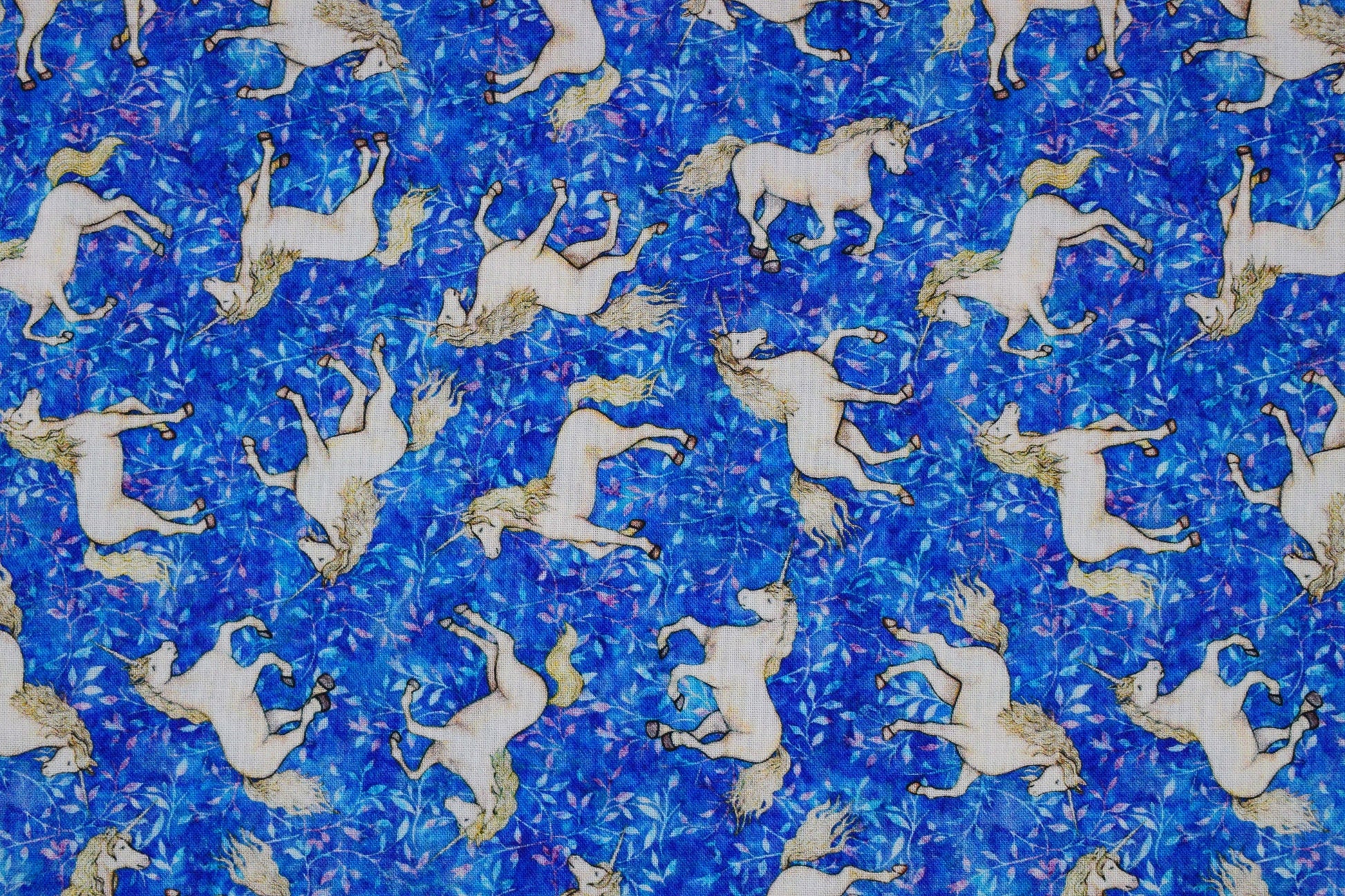 Small blue Unicorn fabric, Quilting fabric, cotton fabric, quilting treasures, Mystical, Price by the Half Metre The Quilt Sanctuary