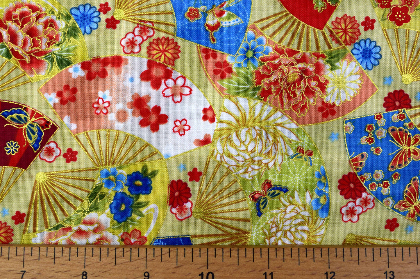 Decorative fan Quilting fabric, cotton fabric, Kyoto Gardens - Price by the Half Metre The Quilt Sanctuary