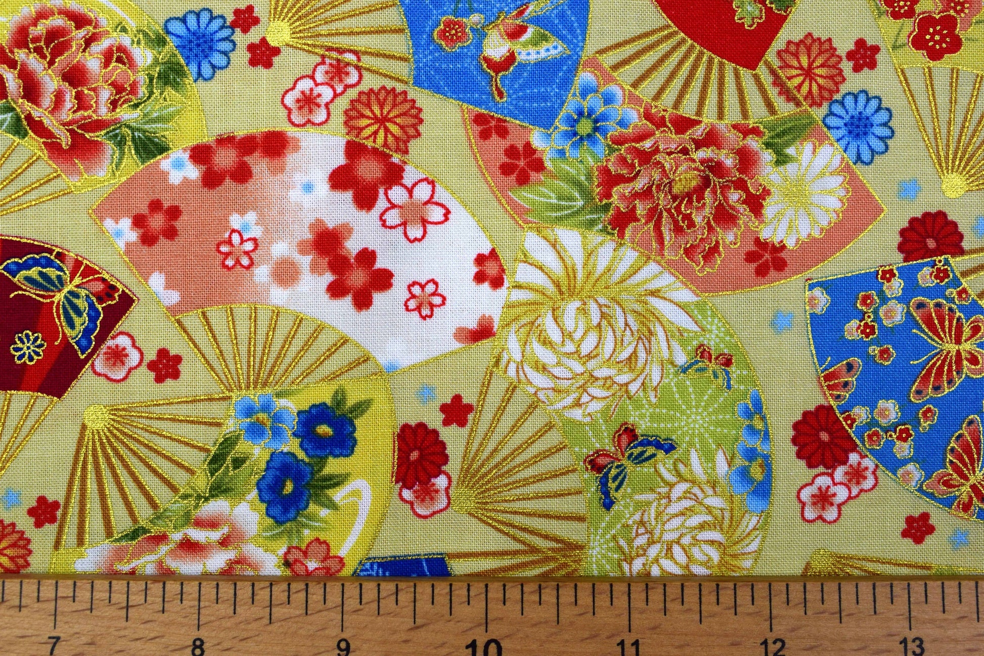 Decorative fan Quilting fabric, cotton fabric, Kyoto Gardens - Price by the Half Metre The Quilt Sanctuary