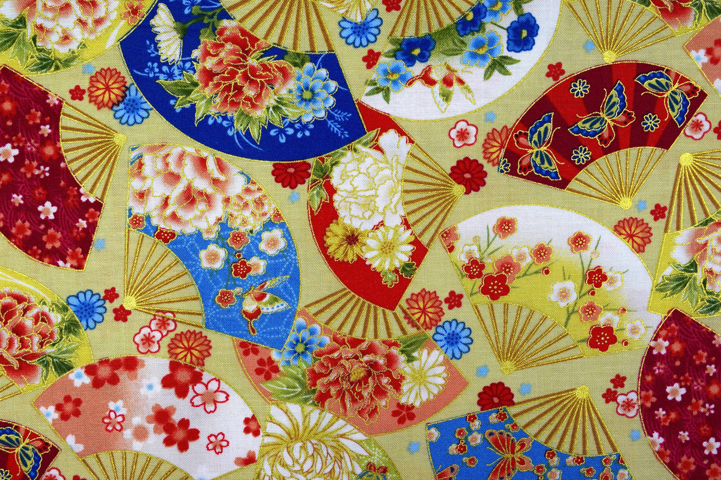 Decorative fan Quilting fabric, cotton fabric, Kyoto Gardens - Price by the Half Metre The Quilt Sanctuary