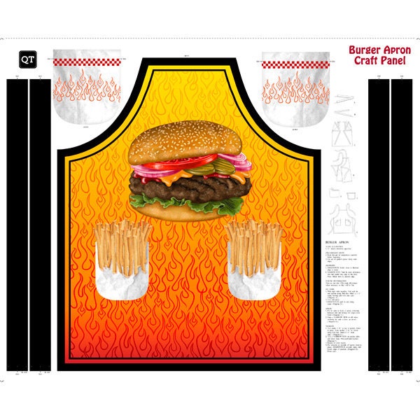 Burger apron, Barbecue apron panel, BBQ apron, craft panel The Quilt Sanctuary