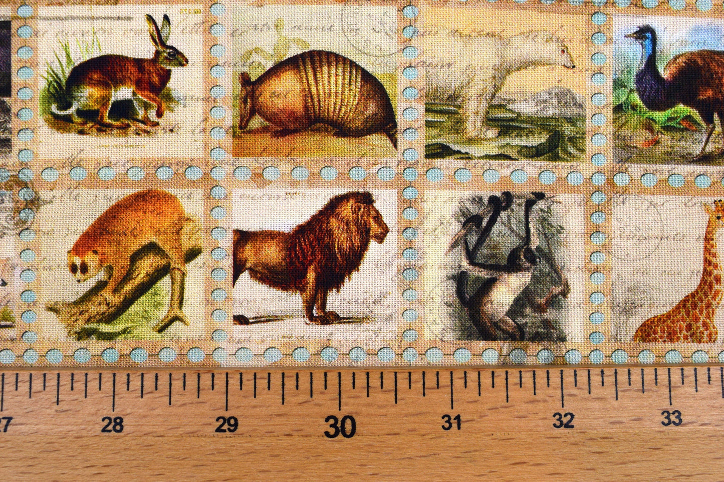 Animal stamp fabric, quilting fabric, Library of Rarities robert Kaufman, Price by the Half Metre The Quilt Sanctuary