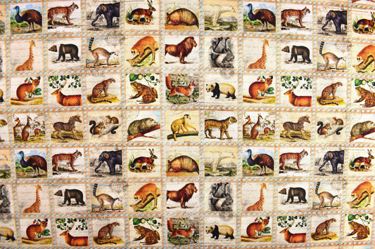 Animal stamp fabric, quilting fabric, Library of Rarities robert Kaufman, Price by the Half Metre The Quilt Sanctuary
