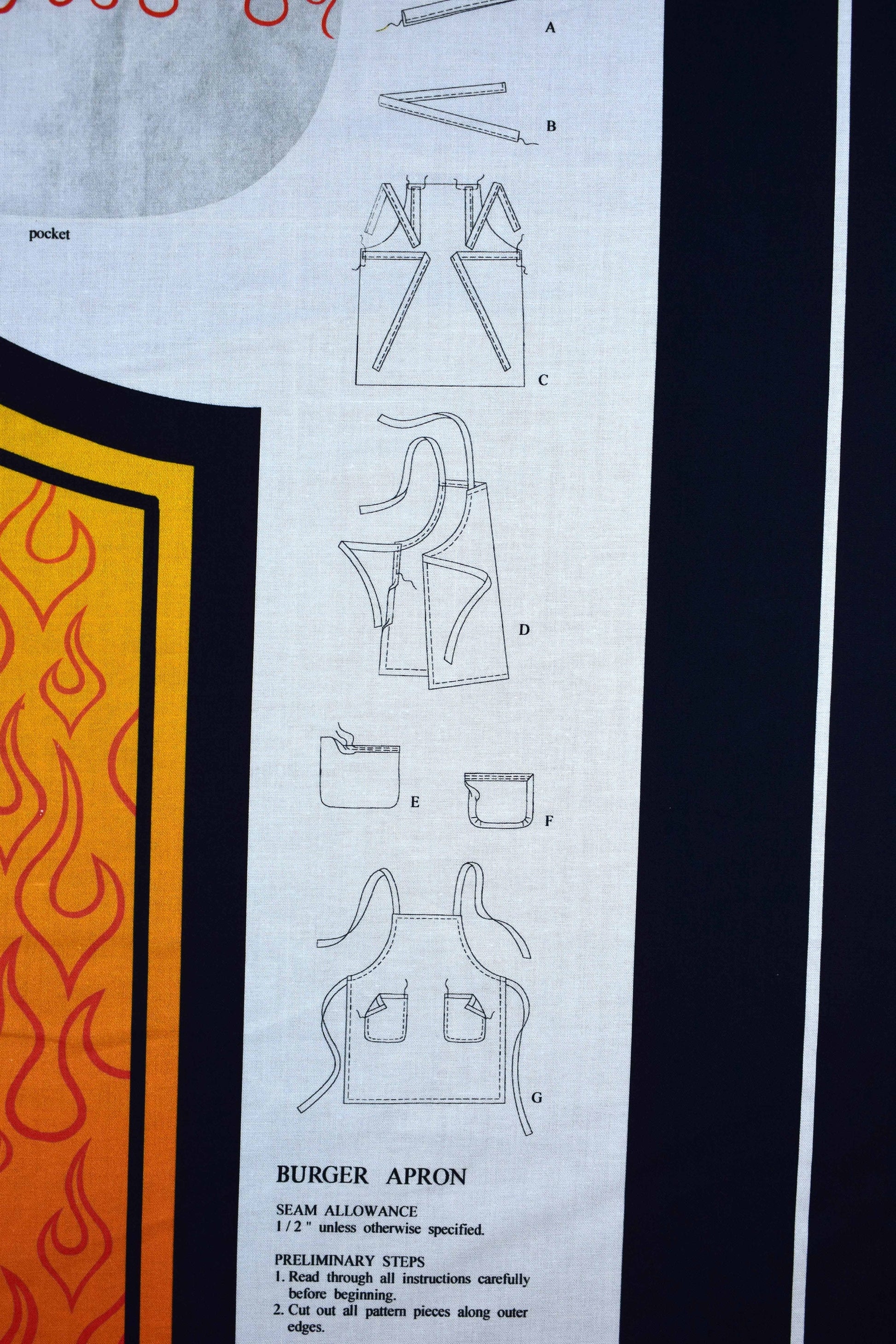 Burger apron, Barbecue apron panel, BBQ apron, craft panel The Quilt Sanctuary