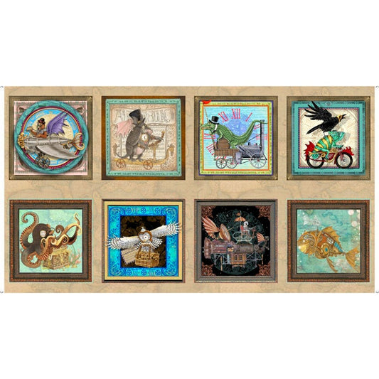 Steampunk Fantasy fabric panel, Quilting panel, Fantasy and Fiction, Quilting treasures The Quilt Sanctuary