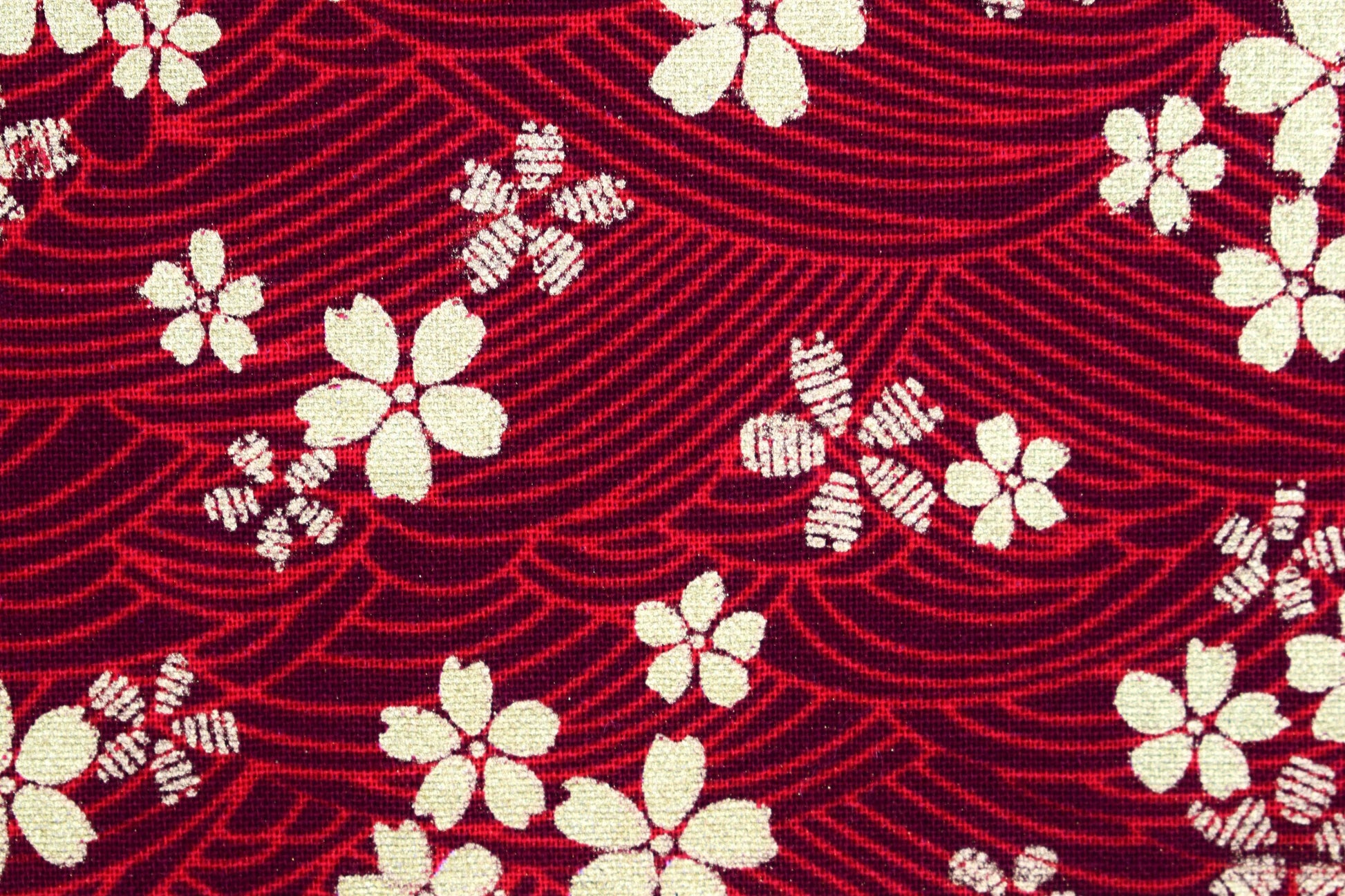 Red Oriental floral quilting fabric, Cotton Fabric, metallic fabric, Price by the Half Metre The Quilt Sanctuary