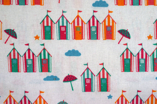 beach hut fabric, Quilting fabric, cotton fabric, summer holidays - Price by the Half Metre The Quilt Sanctuary