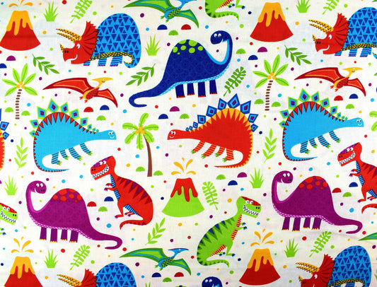 Childrens Dinosaur fabric, Quilting fabric, cotton fabric - Price by the Half Metre The Quilt Sanctuary