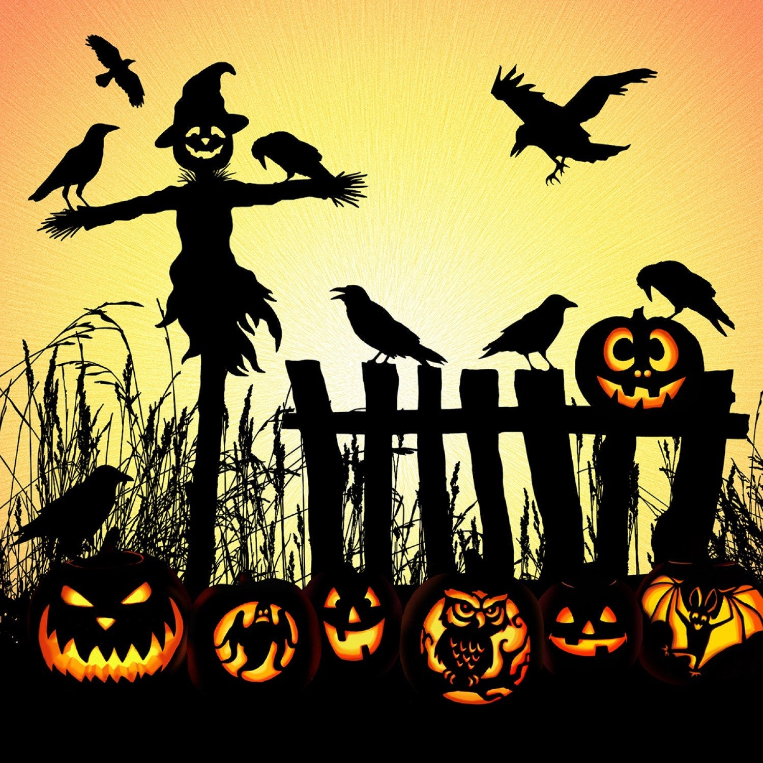 Halloween fabric panel, Quilting panel, pumpkin digital panel, Hoffman fabrics The Quilt Sanctuary