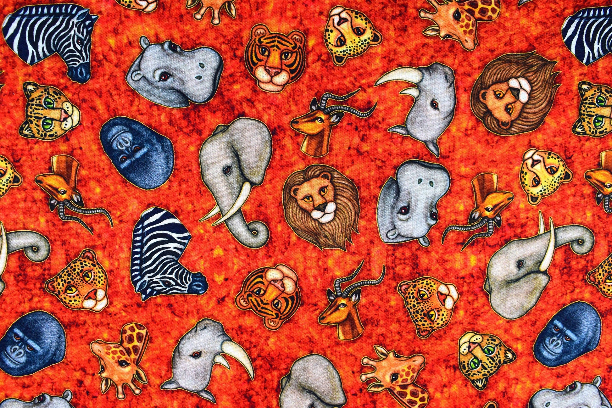 Animal heads fabric, Quilting fabric, cotton fabric, quilting treasures, Serengeti, Price by the Half Metre The Quilt Sanctuary