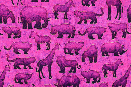 Pink Animal silhouettes fabric, Quilting fabric, cotton fabric, quilting treasures, Serengeti, Price by the Half Metre The Quilt Sanctuary