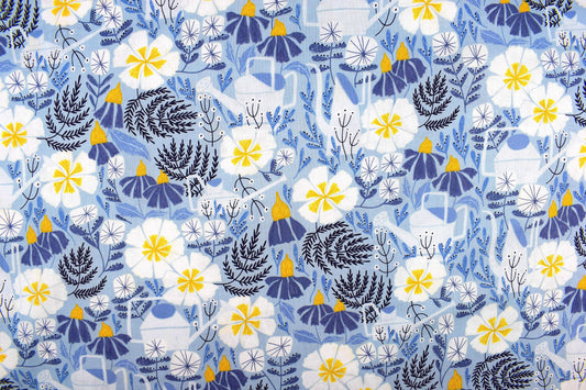 Blue Floral fabric, Quilting fabric, cotton fabric, country garden fabric - Price by the Half Metre The Quilt Sanctuary