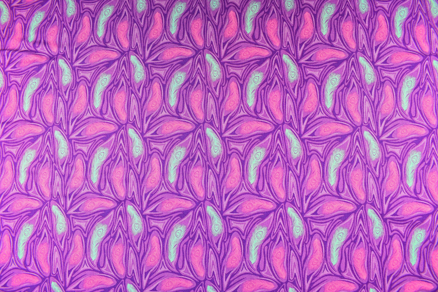 Purple Feather Fabric, cotton quilting fabric, Elegant Peacock - Price by the Half Metre The Quilt Sanctuary