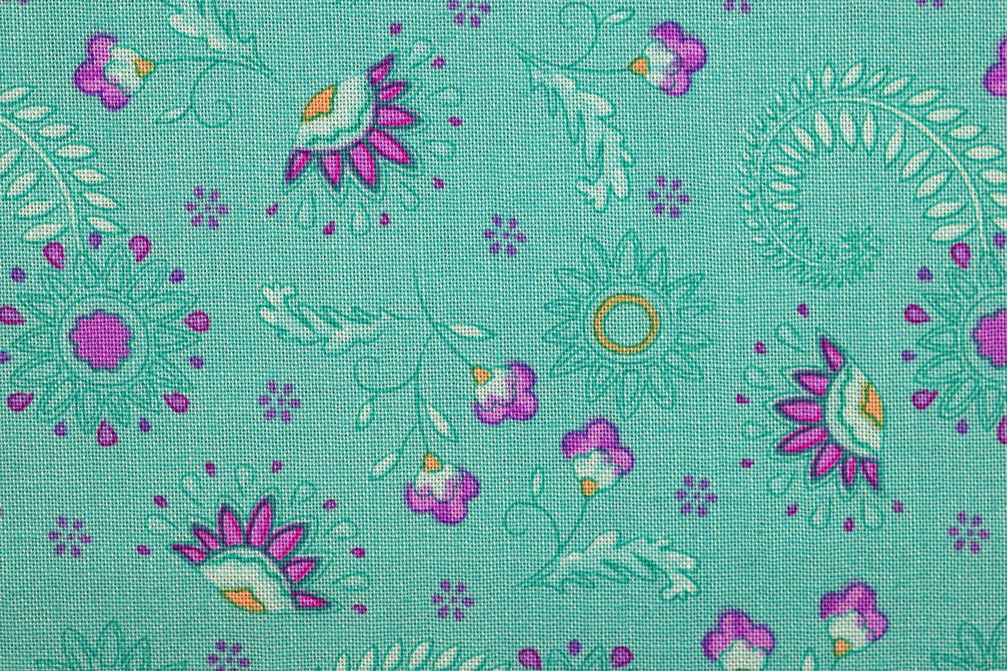 flowers on mint Fabric, cotton quilting fabric, Elegant Peacock - Price by the Half Metre The Quilt Sanctuary