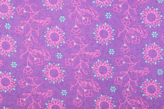 purple floral Fabric, cotton quilting fabric, Elegant Peacock - Price by the Half Metre The Quilt Sanctuary