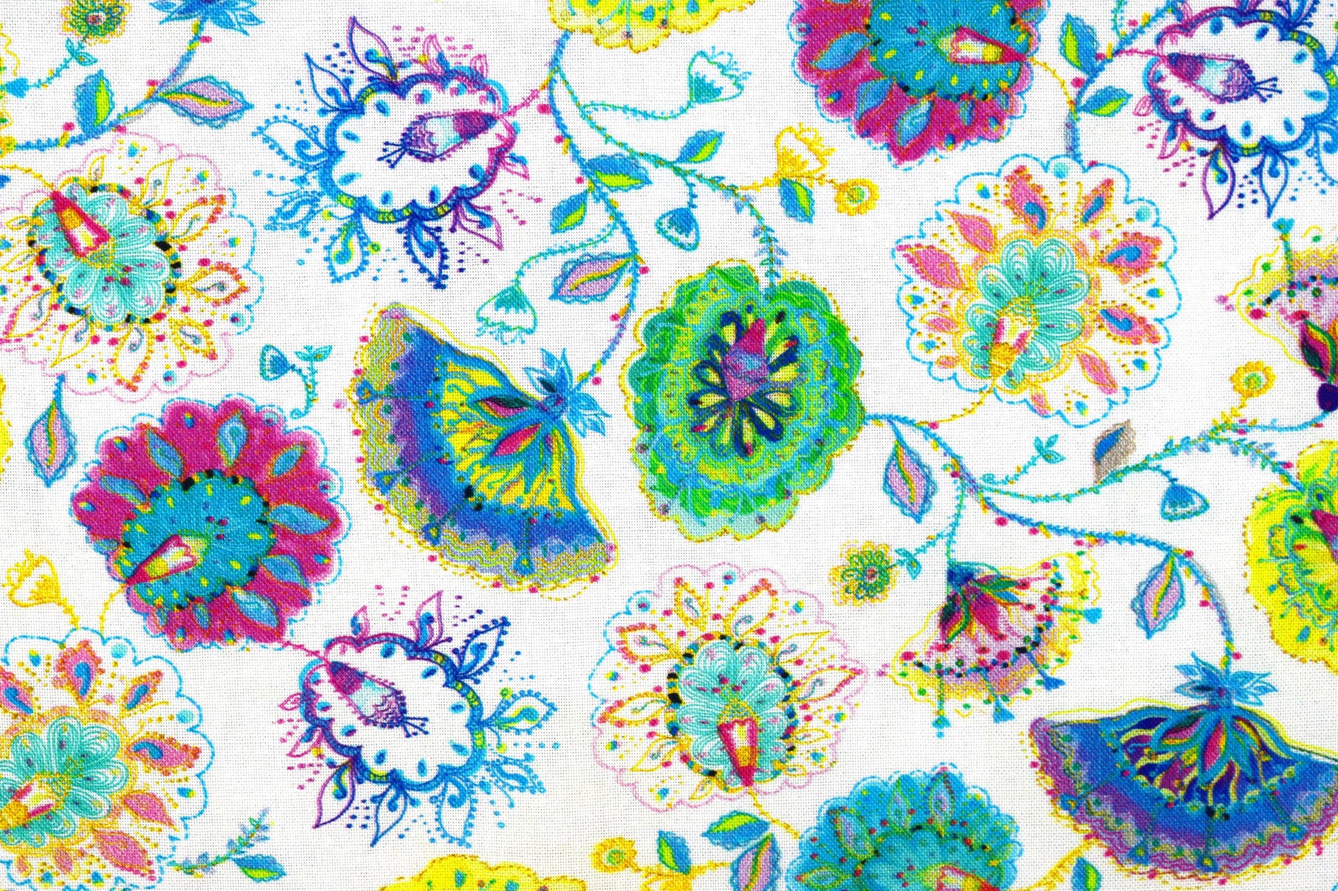 Colourful floral fabric, Quilting fabric, Dragonfly Dance, price by the half metre The Quilt Sanctuary