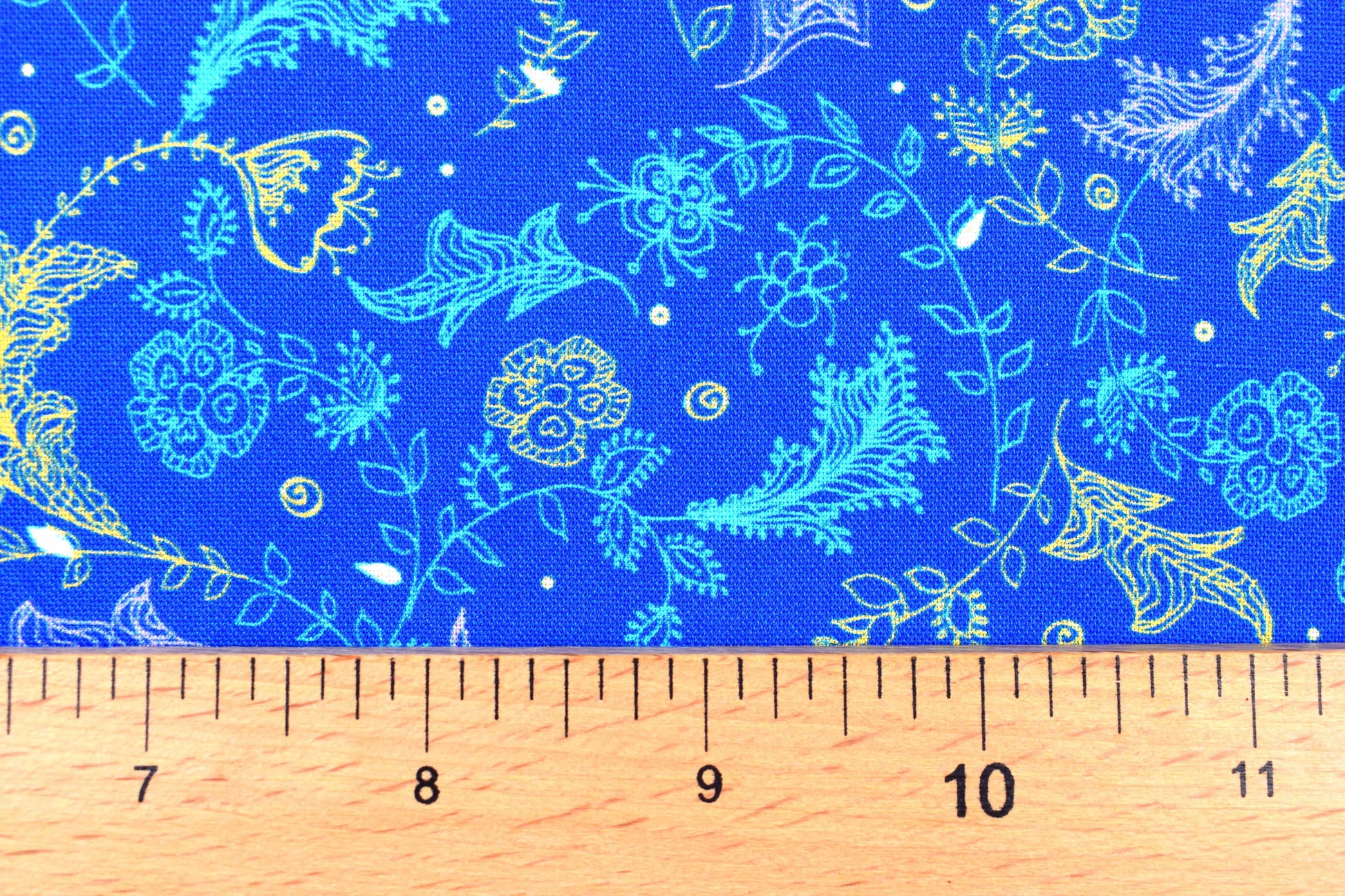 Blue floral fabric, Quilting fabric, Dragonfly Dance, price by the half metre The Quilt Sanctuary