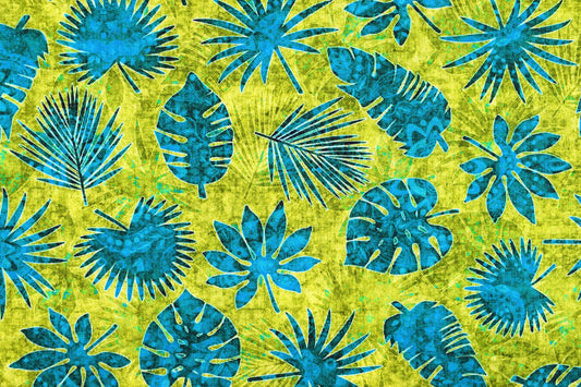 Green tropical foliage fabric, Quilting fabric, cotton fabric, quilting treasures, Serengeti, Price by the Half Metre The Quilt Sanctuary