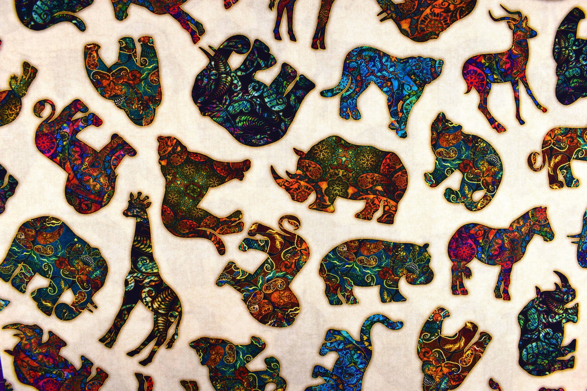 Boho African Animal fabric, Quilting fabric, cotton fabric, quilting treasures, Serengeti, Price by the Half Metre The Quilt Sanctuary