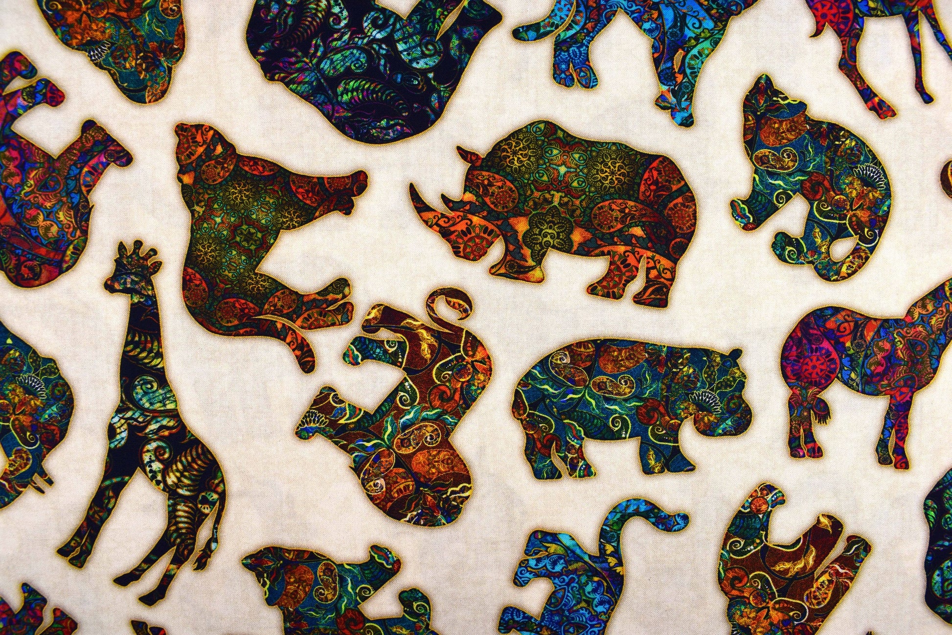Boho African Animal fabric, Quilting fabric, cotton fabric, quilting treasures, Serengeti, Price by the Half Metre The Quilt Sanctuary