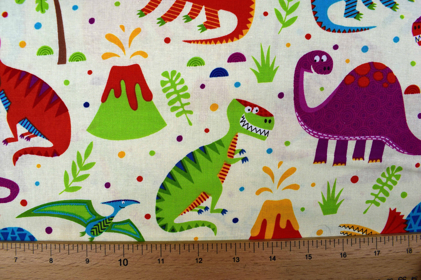 Childrens Dinosaur fabric, Quilting fabric, cotton fabric - Price by the Half Metre The Quilt Sanctuary
