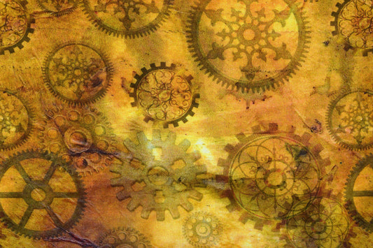 Cog fabric, Quilting fabric, cotton fabric, quilting treasures, Steampunk Halloween, Price by the Half Metre The Quilt Sanctuary