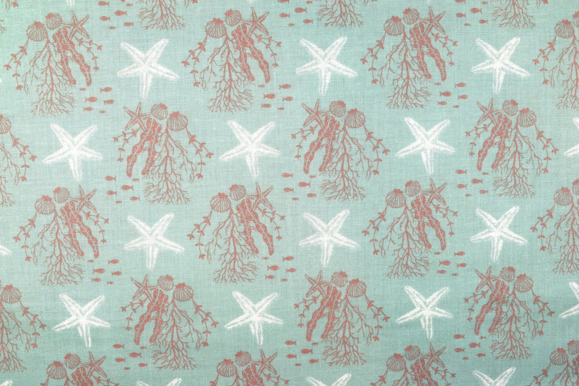 coral reef Fabric, cotton quilting fabric, Driftwood - Price by the Half Metre The Quilt Sanctuary