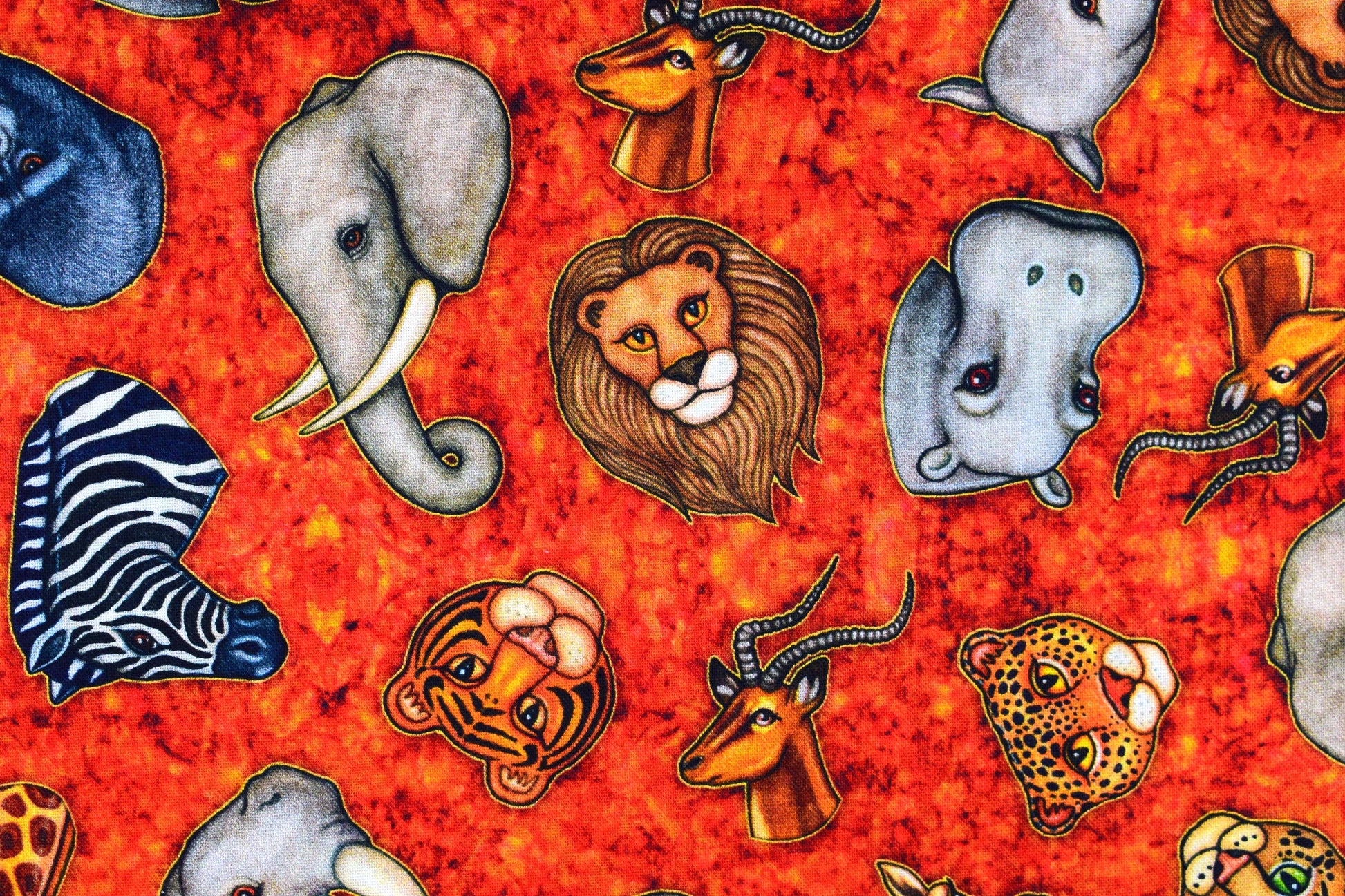 Animal heads fabric, Quilting fabric, cotton fabric, quilting treasures, Serengeti, Price by the Half Metre The Quilt Sanctuary