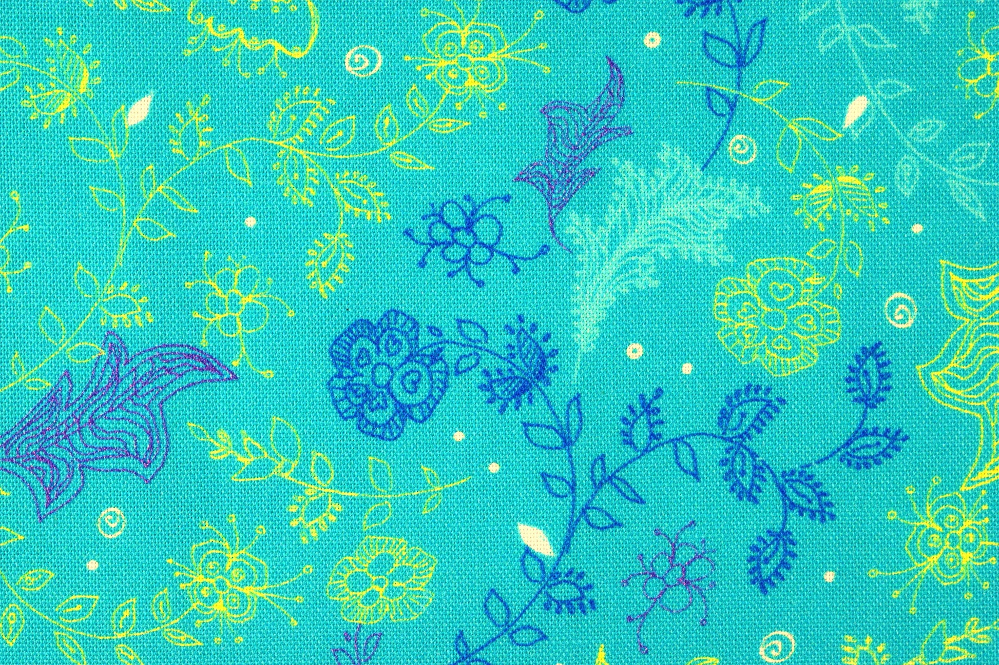 Turquoise floral fabric, Quilting fabric, Dragonfly Dance, price by the half metre The Quilt Sanctuary