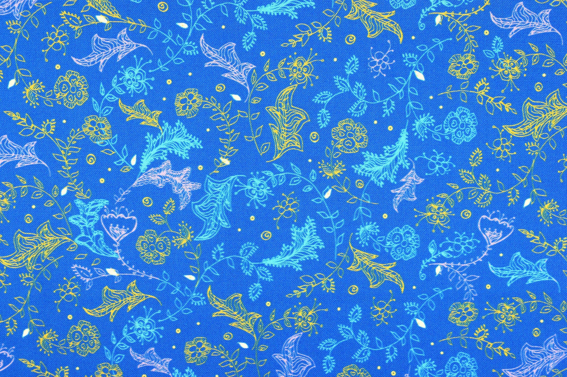 Blue floral fabric, Quilting fabric, Dragonfly Dance, price by the half metre The Quilt Sanctuary